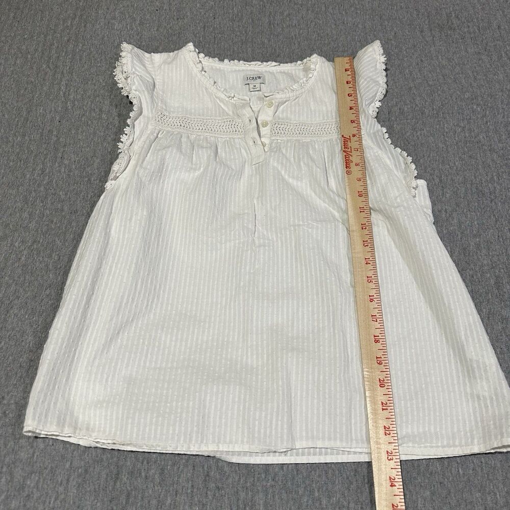 J.CREW 100% Cotton White Ruffle Sleeve Striped, Polka Dot Top Women’s M - Picture 2 of 6